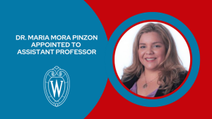 Graphic image featuring headshot of Dr. Maria Mora Pinzon