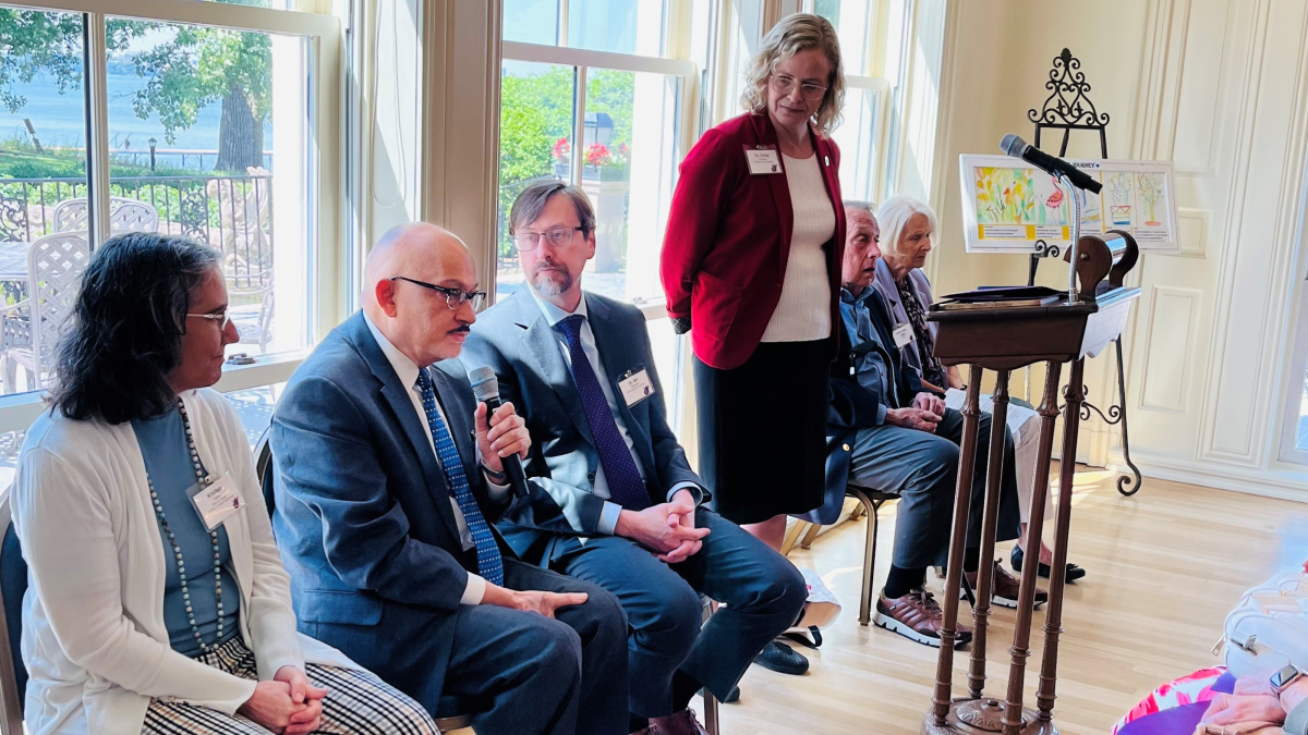 Dr. Sanjay Asthana speaking at a dementia friendly event at the Wisconsin Executive Residence